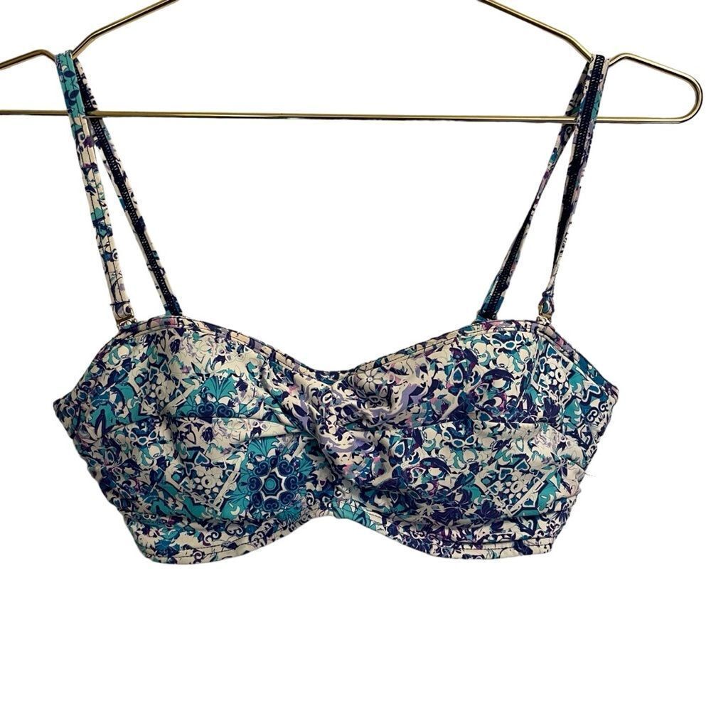 Sunsets Separates Blue Mosaic Underwire Twist Front Bikini Top 34D Style 55